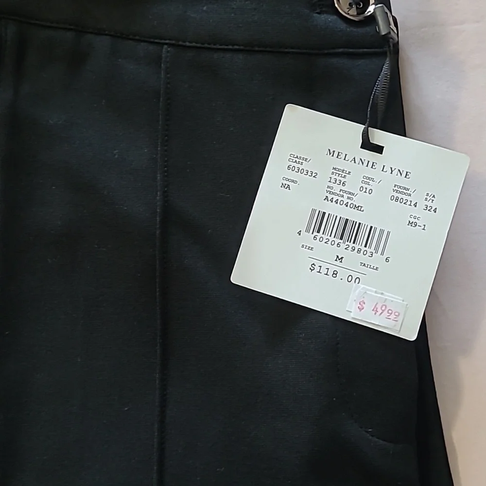 Melanie Lyne Black Pintuck Straight-Leg Pants Size Medium - Picture 5 of 8
